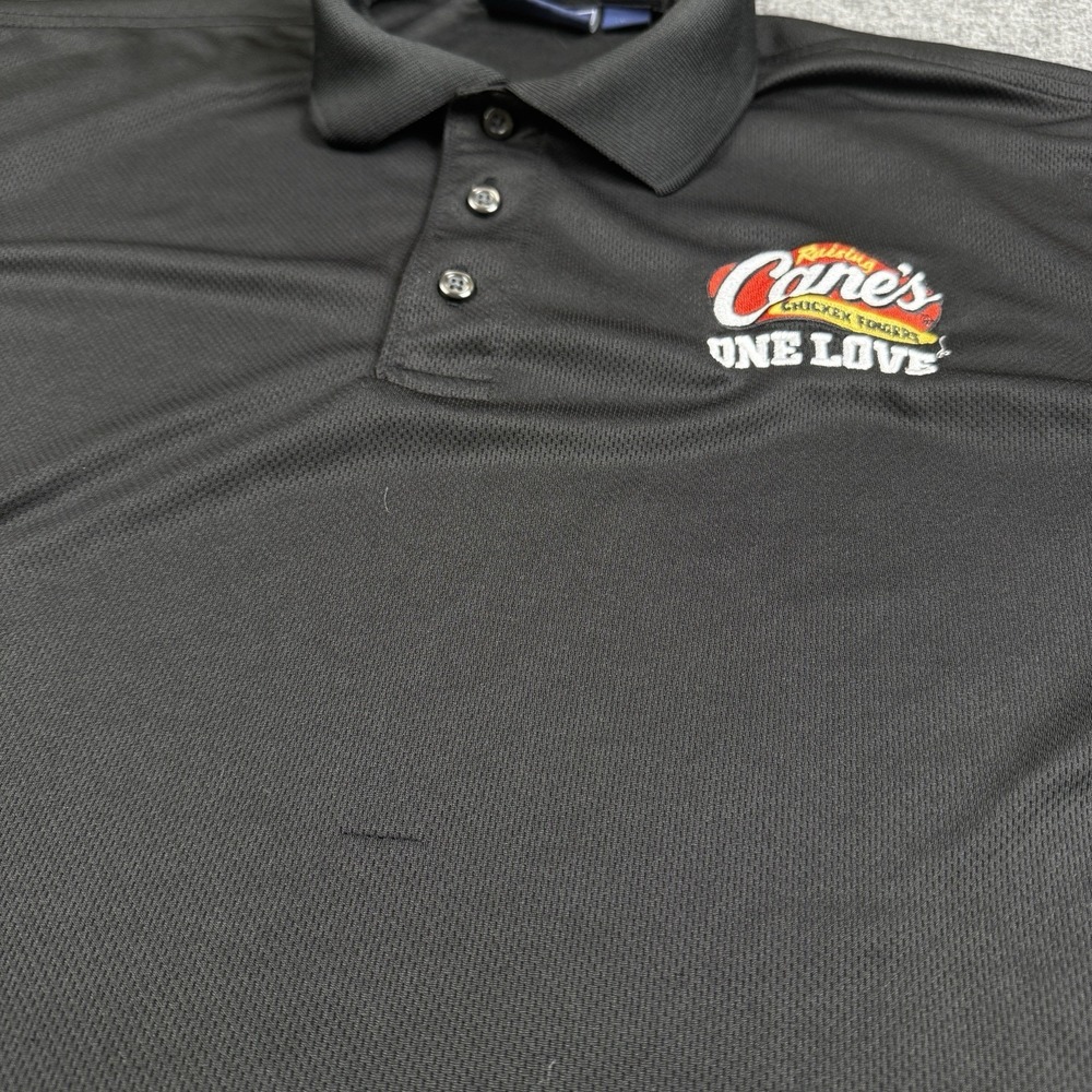 Raising Canes Polo Shirt Men XL Black Uniform Employee Fry Cook Cashier One Love - Picture 7 of 8